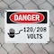 Signmission 120 208 Volts Danger Sign, Plastic, 10in W x 7in L, 2PK OS-2PACK-DS-P-710-L-1004 - alternate 2